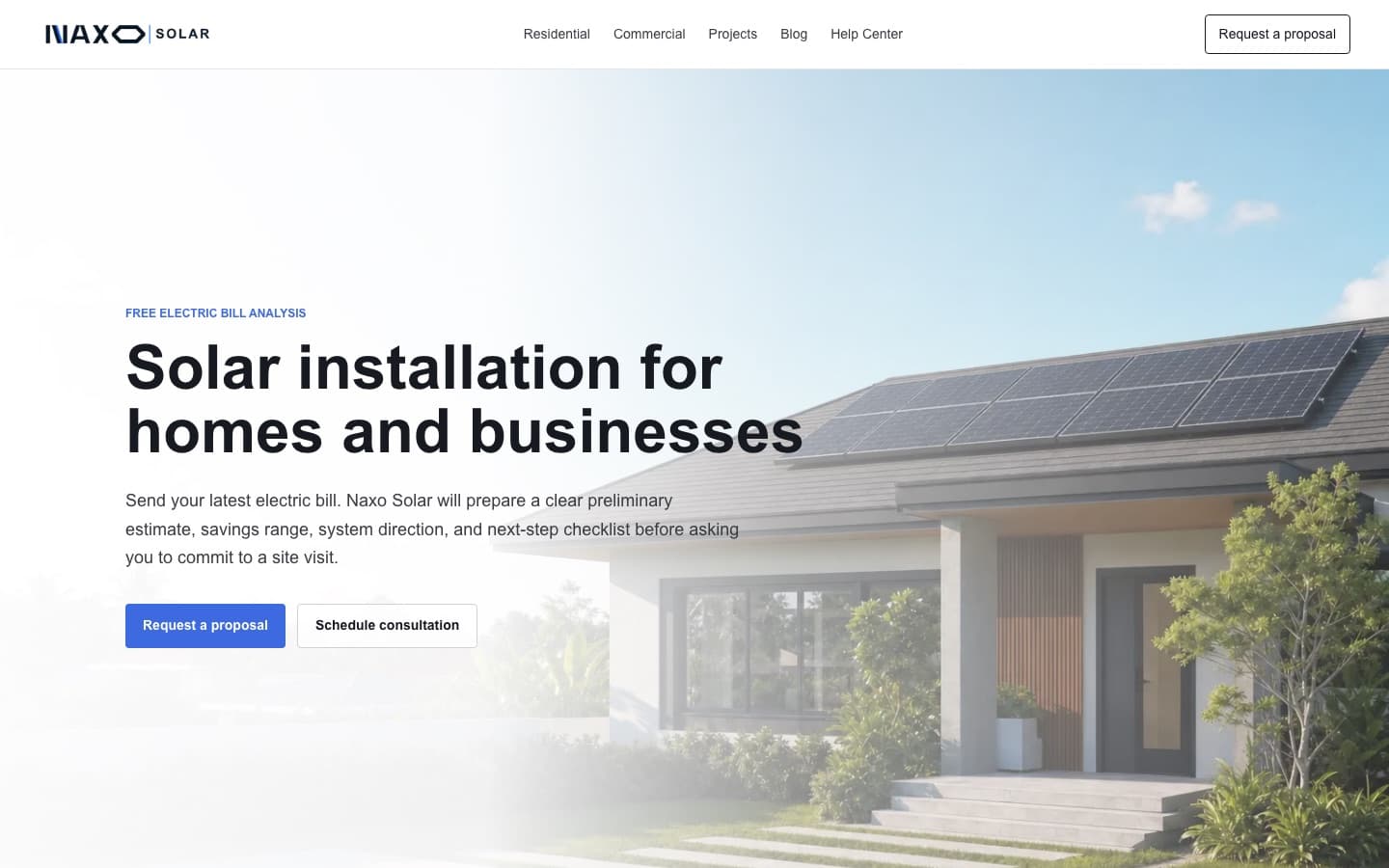 Naxo Solar homepage